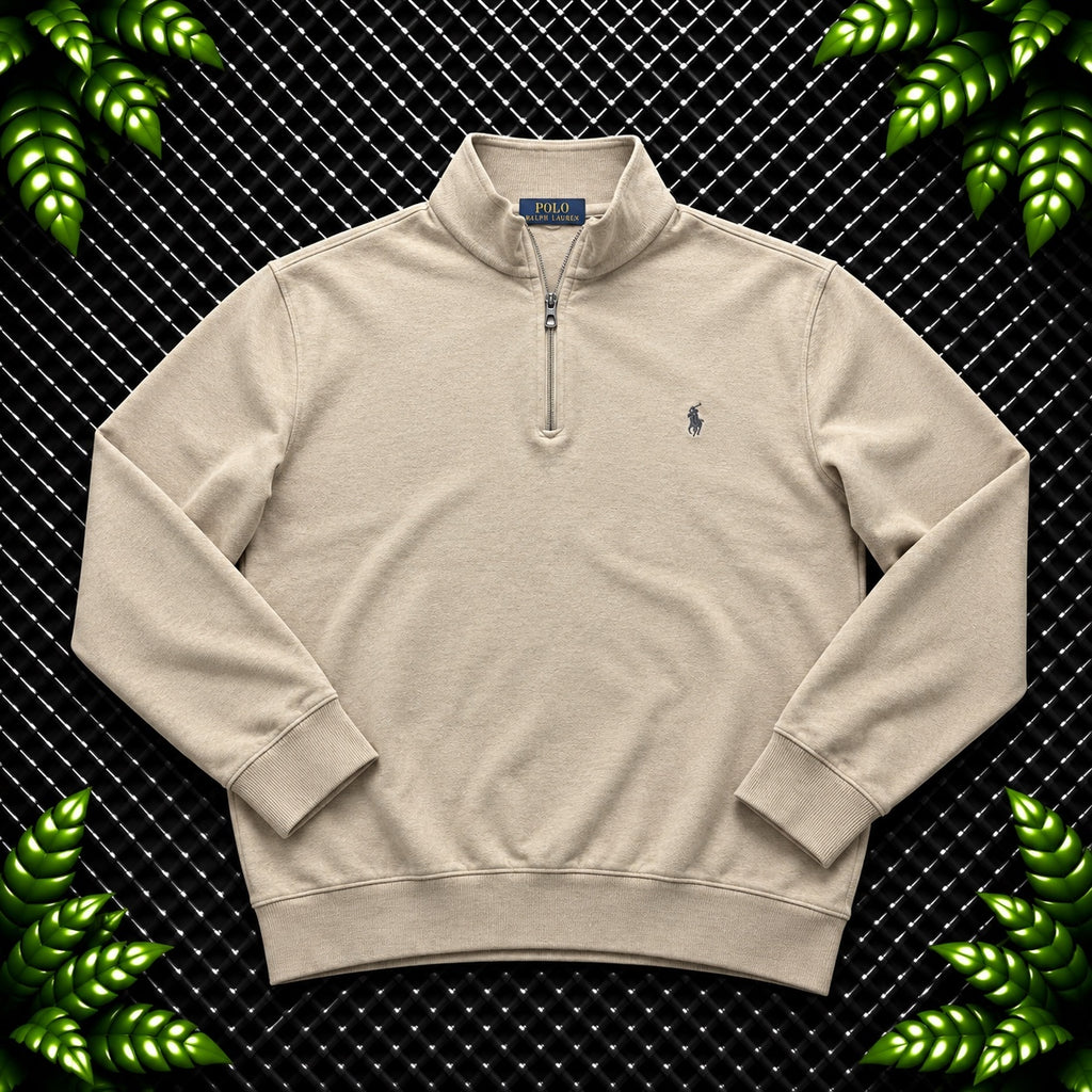 Ralph Lauren Beige 1/4 Zip Jumper | Men’s Classic Fit XL / 3726