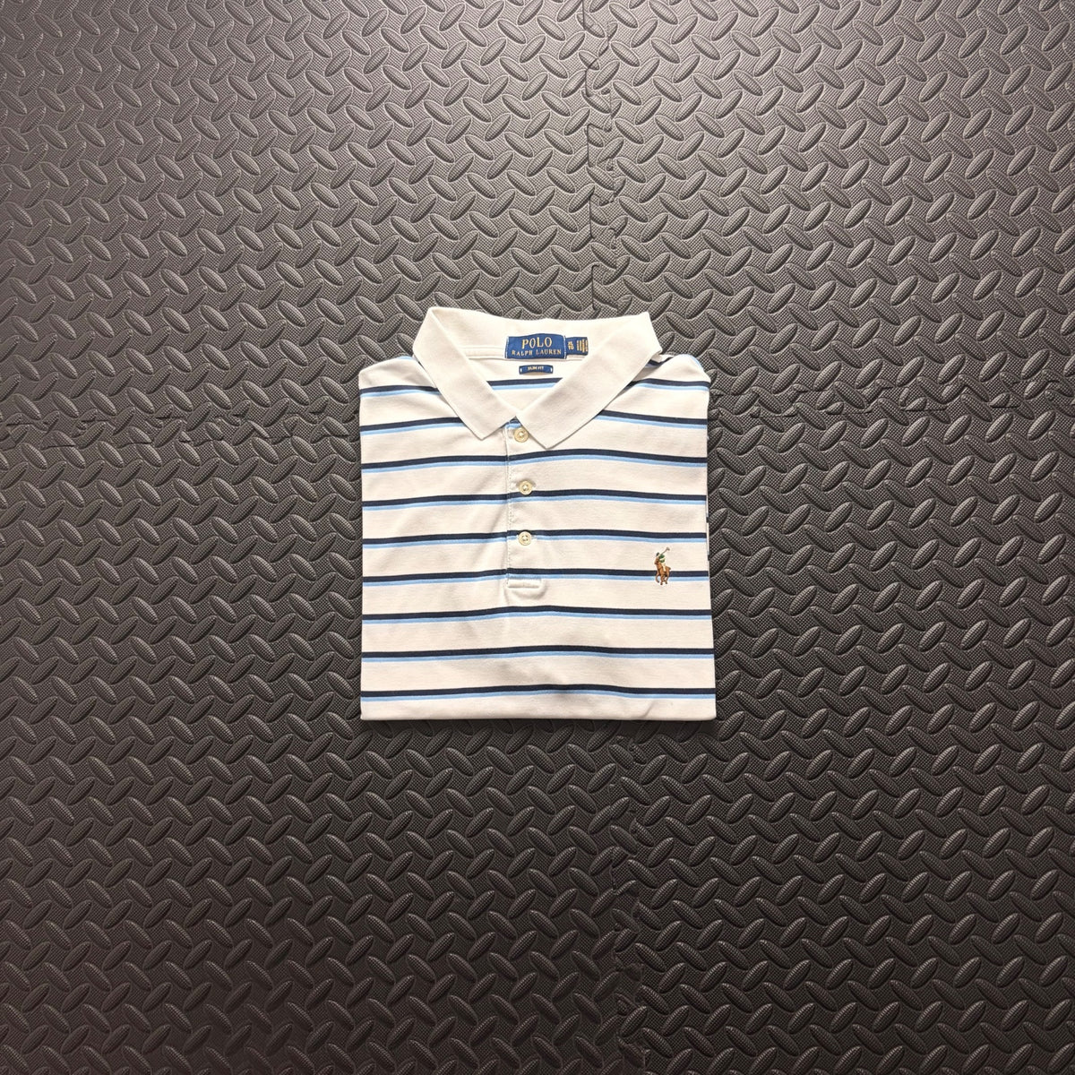 Ralph Lauren White Striped Polo Shirt | Men’s Slim Fit XL / 3813