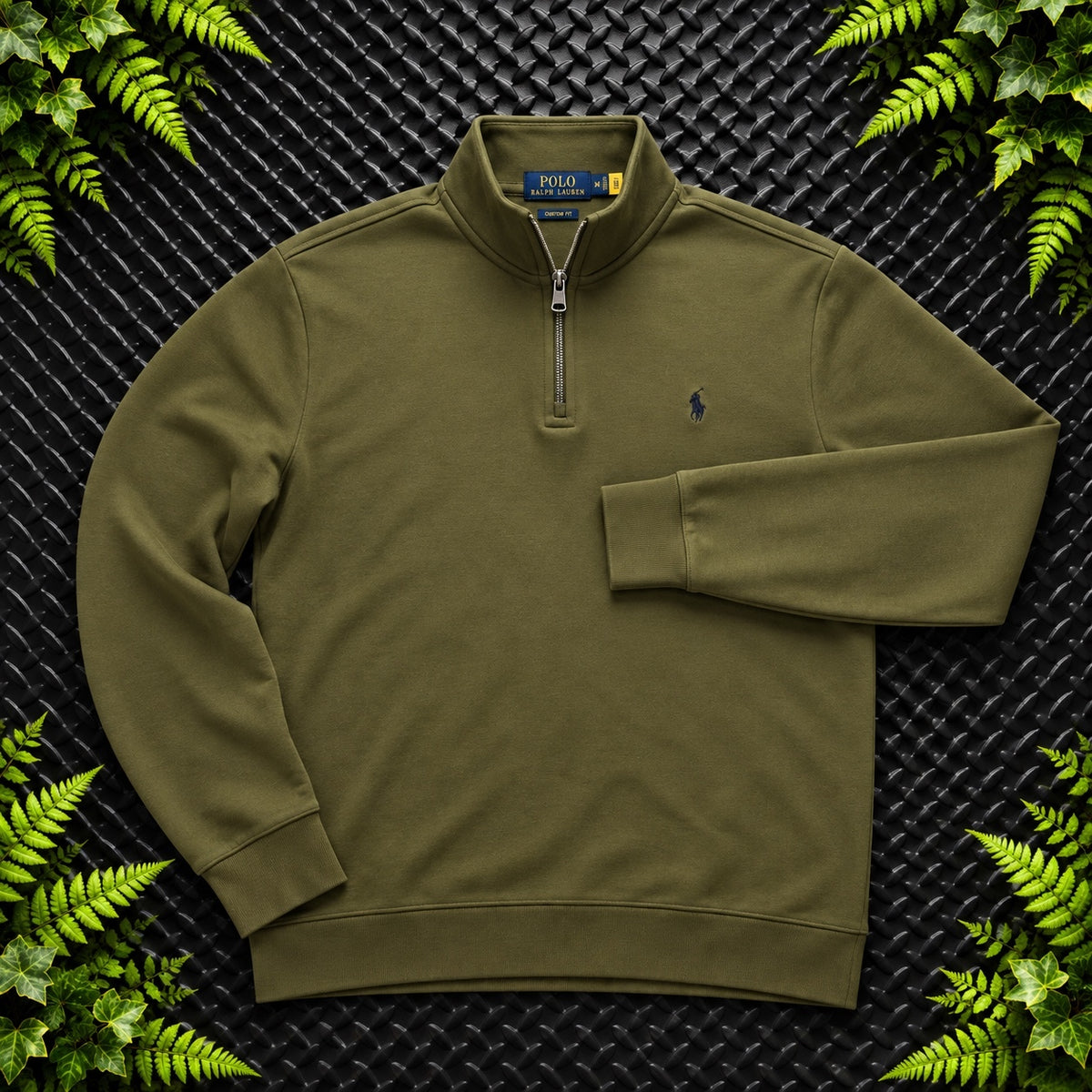 Ralph Lauren Khaki Brown 1/4 Zip Jumper | Men’s Classic Fit S / 3740