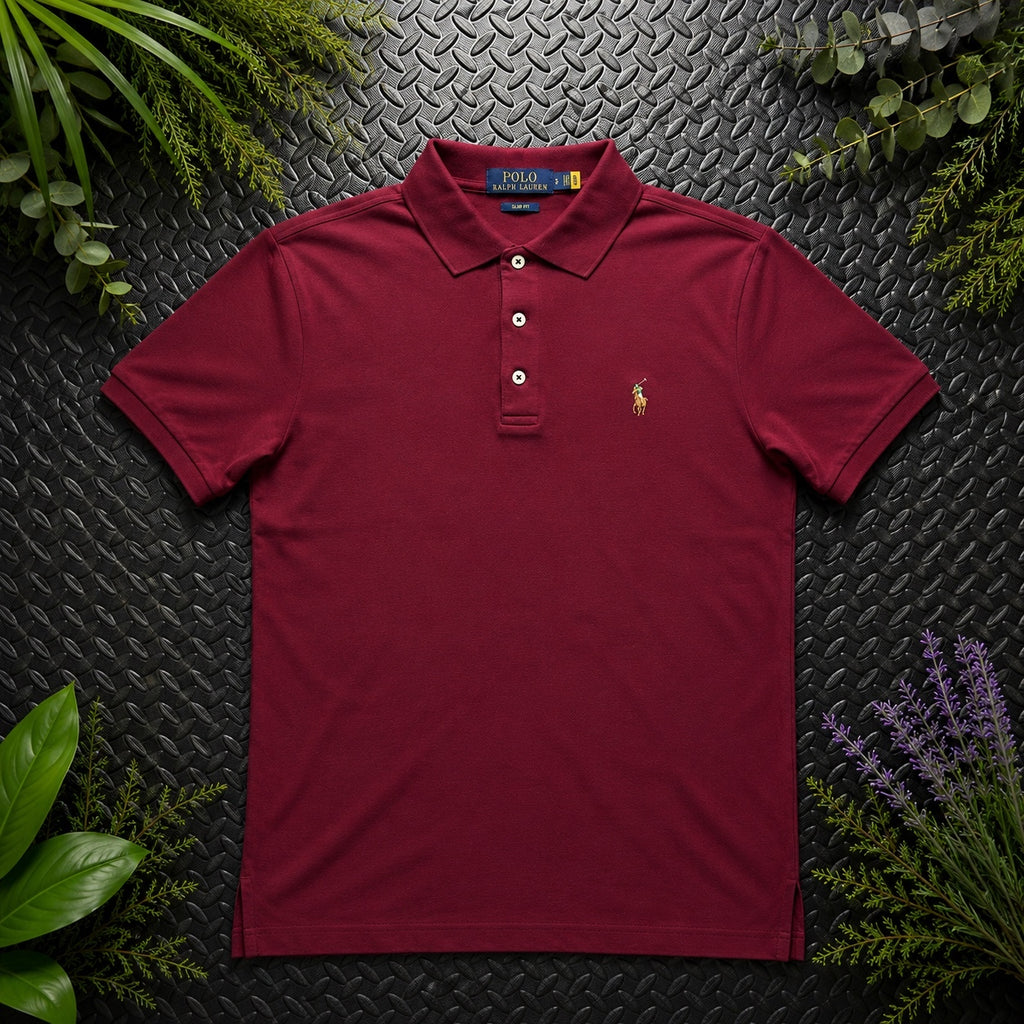 Ralph Lauren Burgundy Polo Shirt | Men’s Slim Fit L / 3474