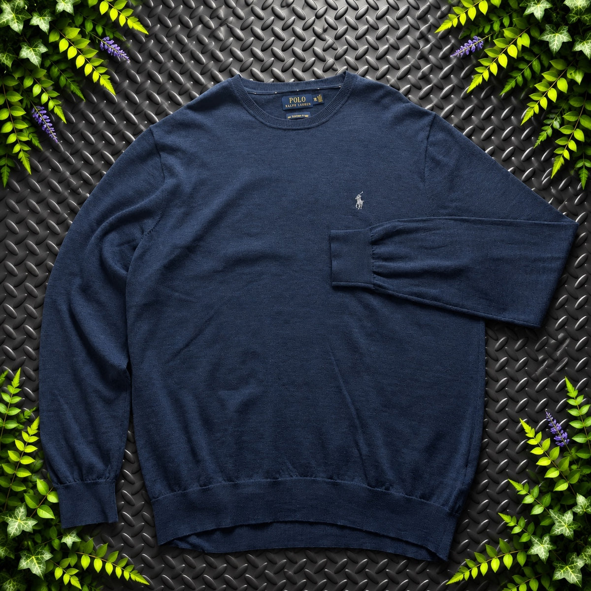 Ralph Lauren Navy Blue Crewneck Jumper | Men’s Slim Fit XXL / 3786