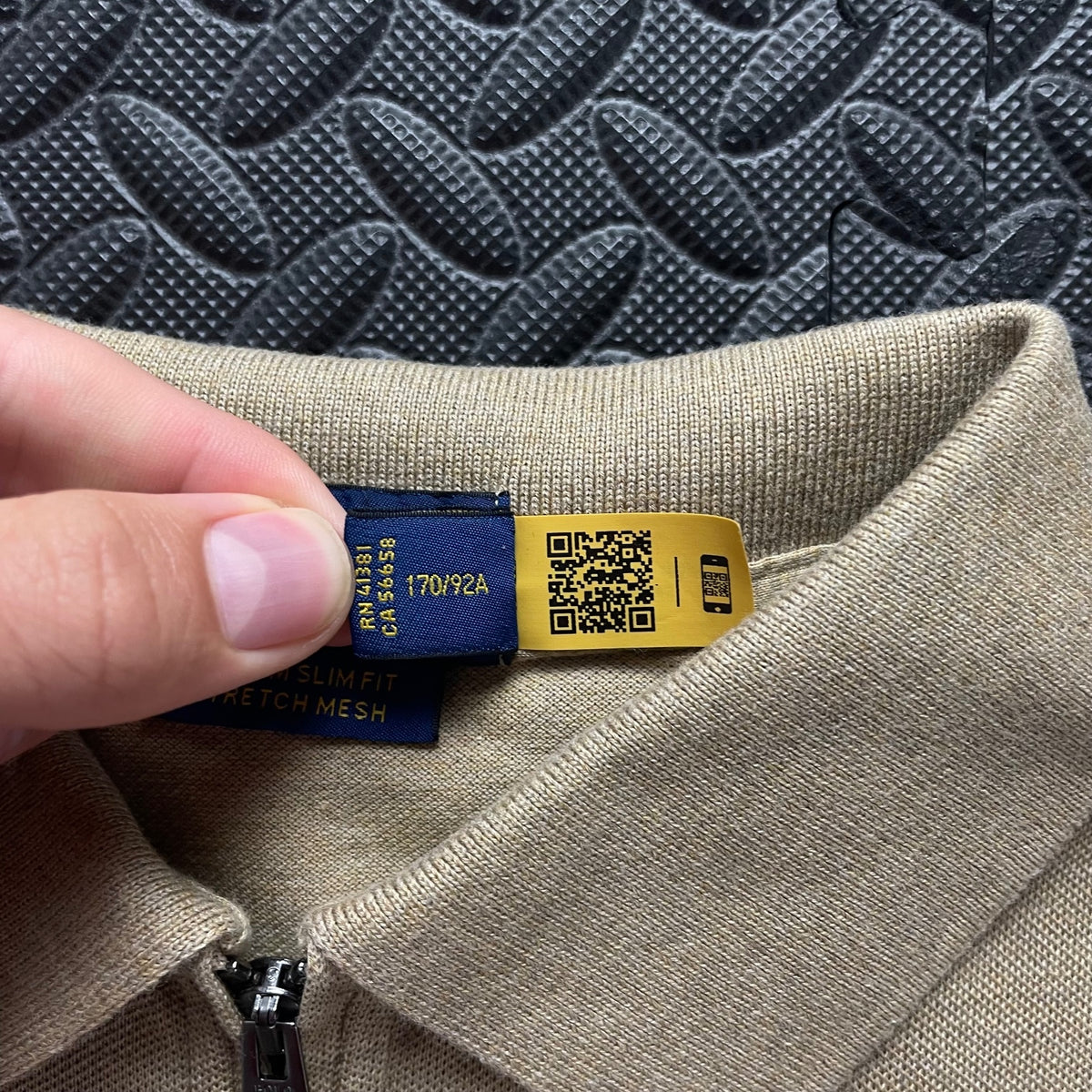 Ralph Lauren Beige 1/4 Zip Polo Shirt | Men’s Custom Slim Fit S / 3625