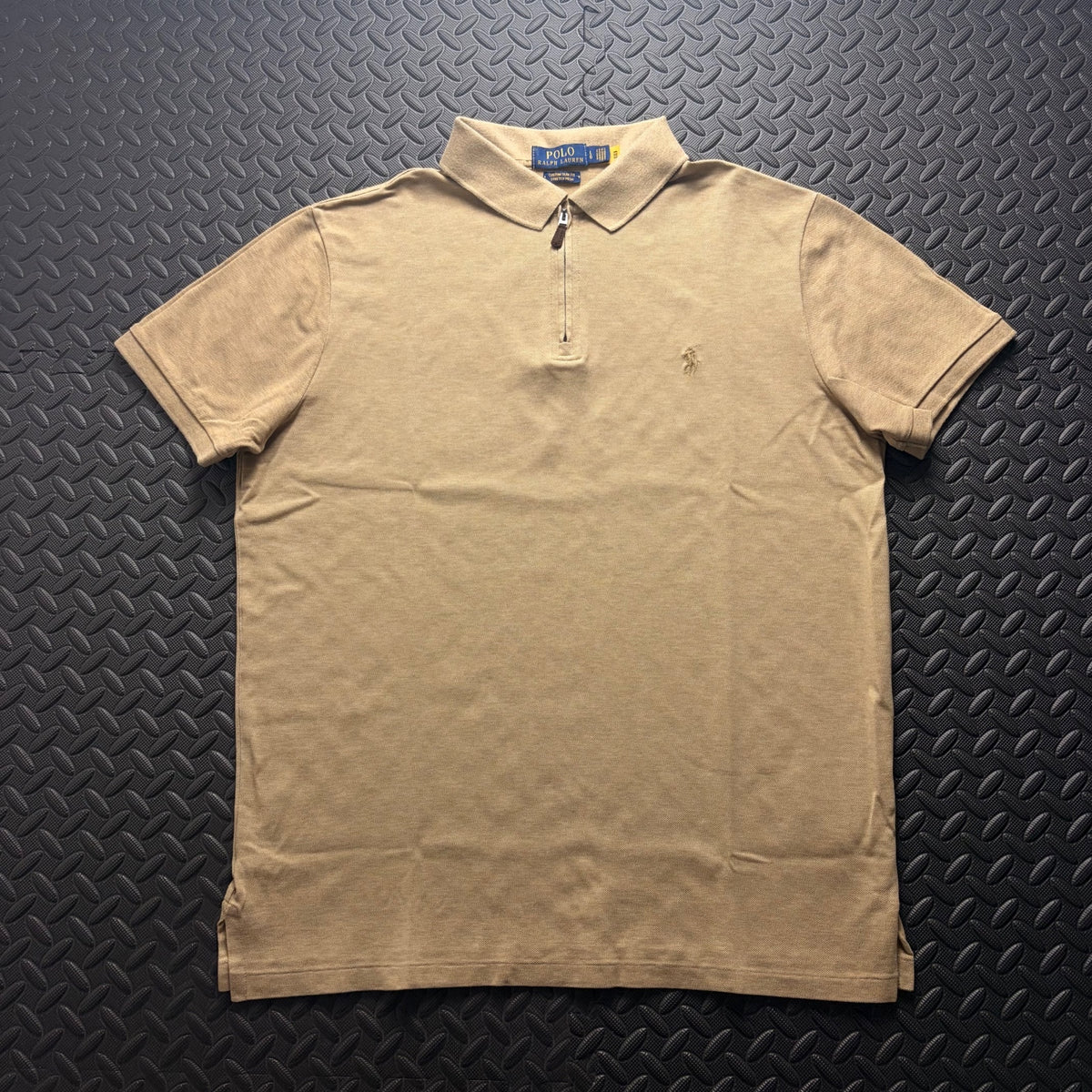 Ralph Lauren Beige 1/4 Zip Polo Shirt | Men’s Custom Slim Fit L / 3870