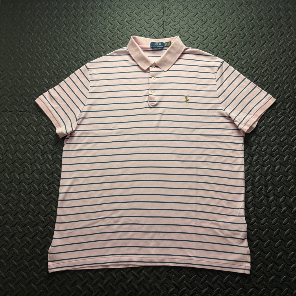 Ralph Lauren Pink Striped Polo Shirt | Men’s Custom Slim Fit XL / 3809