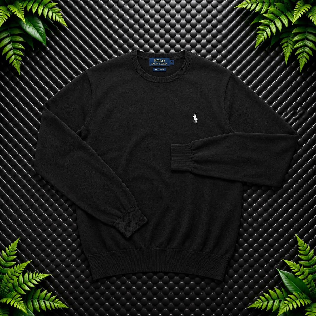 Ralph Lauren Black Crewneck Jumper / Merino Wool | Mens Classic Fit M / 3677