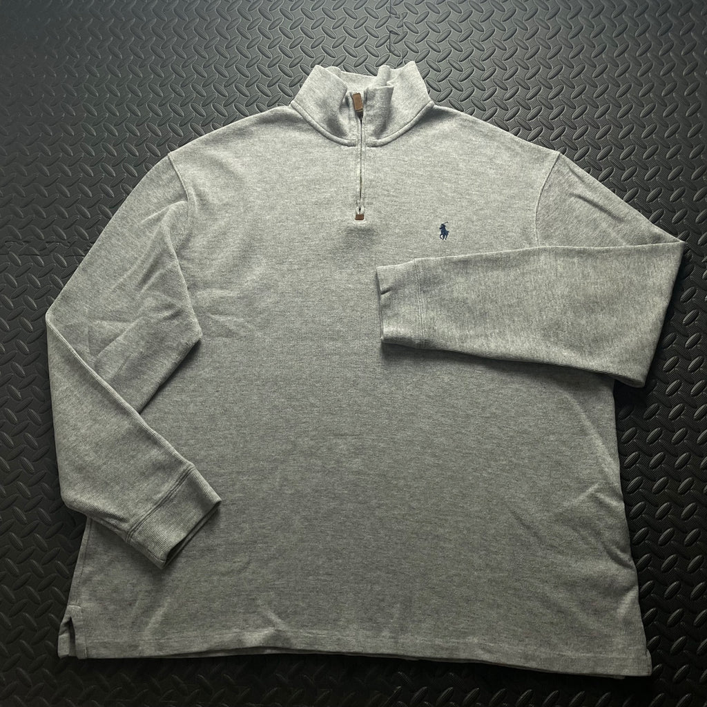 Ralph Lauren Grey 1/4 Zip Polo Shirt | Men’s Classic Fit XXL / 3791
