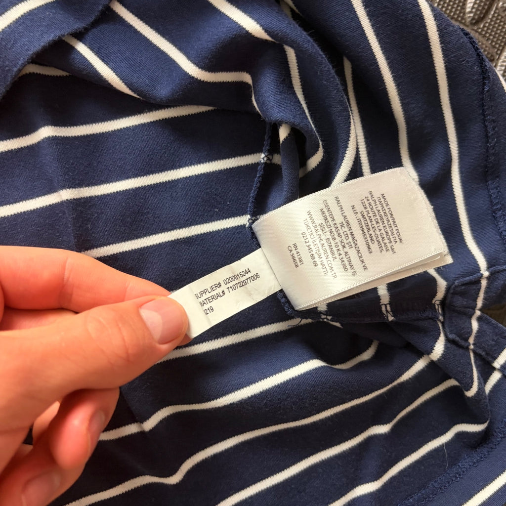 Ralph Lauren Navy Striped Polo Shirt | Men’s Custom Slim Fit XL / 3828