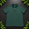 Ralph Lauren Green Striped Polo Shirt | Men’s Custom Slim Fit XL / 3704