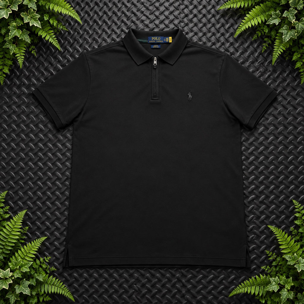 Ralph Lauren Black 1/4 Zip Polo Shirt | Men’s Slim Fit L / 3751