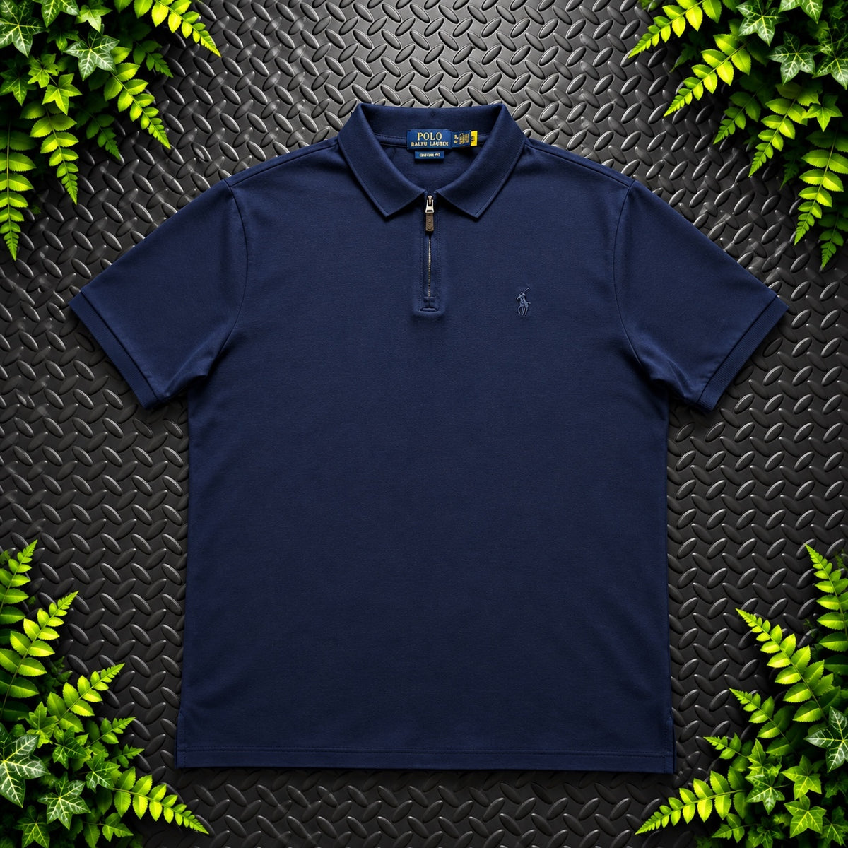 Ralph Lauren Navy 1/4 Zip Polo Shirt | Men’s Custom Slim Fit XL / 3797
