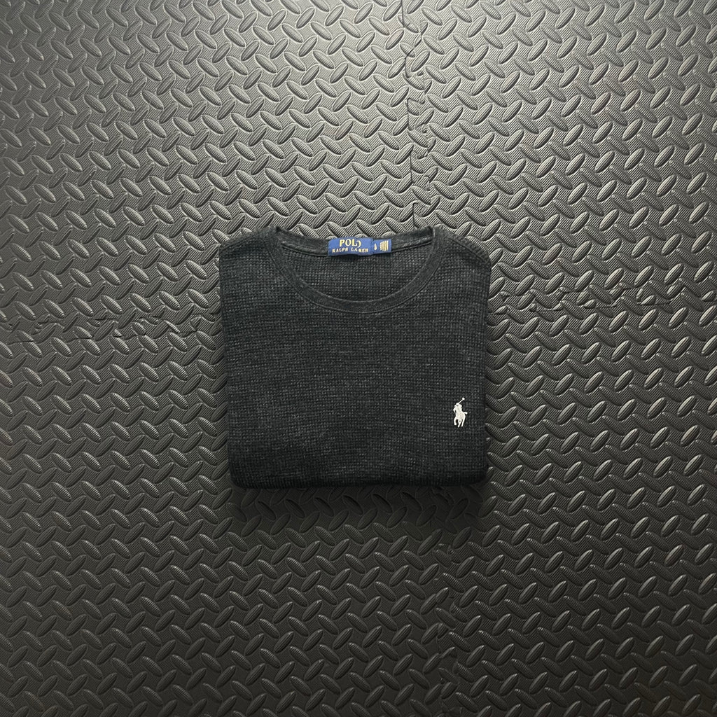 Ralph Lauren Grey Crewneck Waffle Jumper | Men’s Classic Fit L / 3775