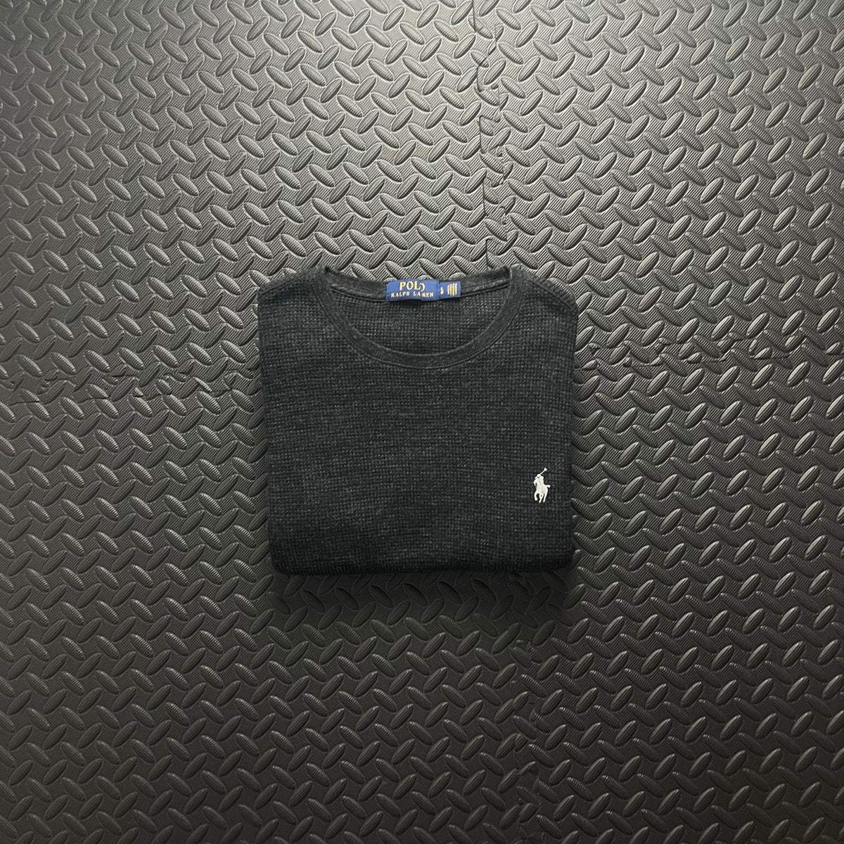 Ralph Lauren Grey Crewneck Waffle Jumper | Men’s Classic Fit L / 3775