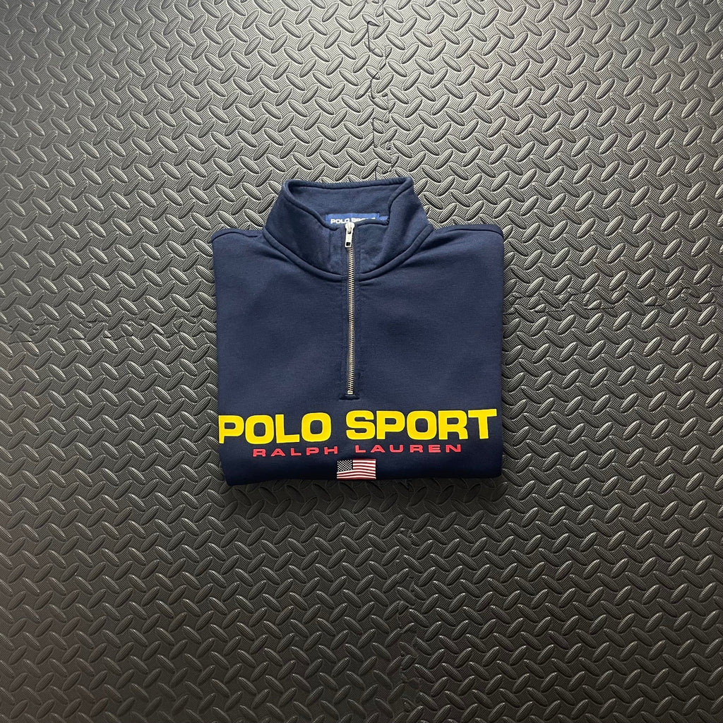 Ralph Lauren Navy 1/4 Zip Sweatshirt | Men’s Classic Fit L / 3728