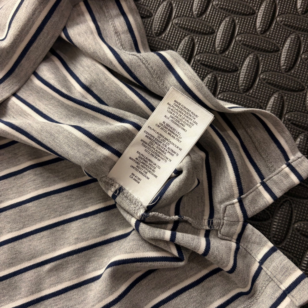Ralph Lauren Grey Striped Polo Shirt | Men’s Classic Fit XL / 3853