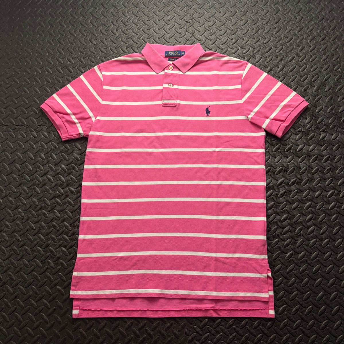Ralph Lauren Pink Striped Polo Shirt | Men’s Classic Fit M / 3807