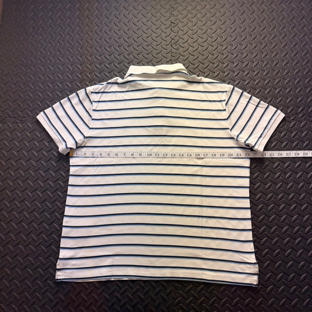 Ralph Lauren White Striped Polo Shirt | Men’s Slim Fit XL / 3813