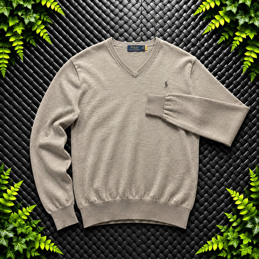 Ralph Lauren Beige V-Neck Jumper | Men’s Classic Fit XS / 3760