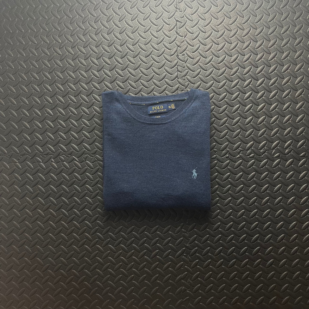 Ralph Lauren Navy Blue Crewneck Jumper | Men’s Slim Fit XXL / 3786