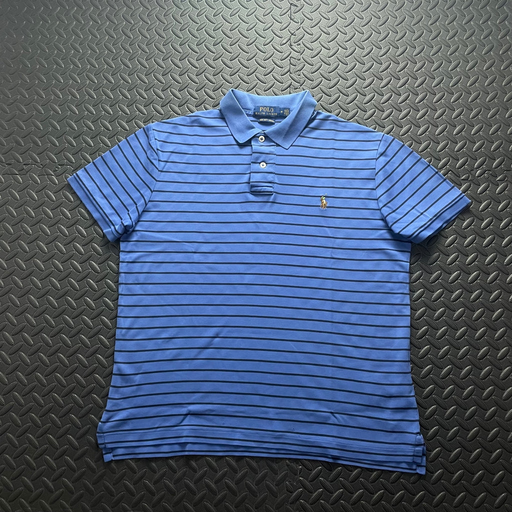 Ralph Lauren Blue Striped Polo Shirt | Men’s Classic Fit M / 3753