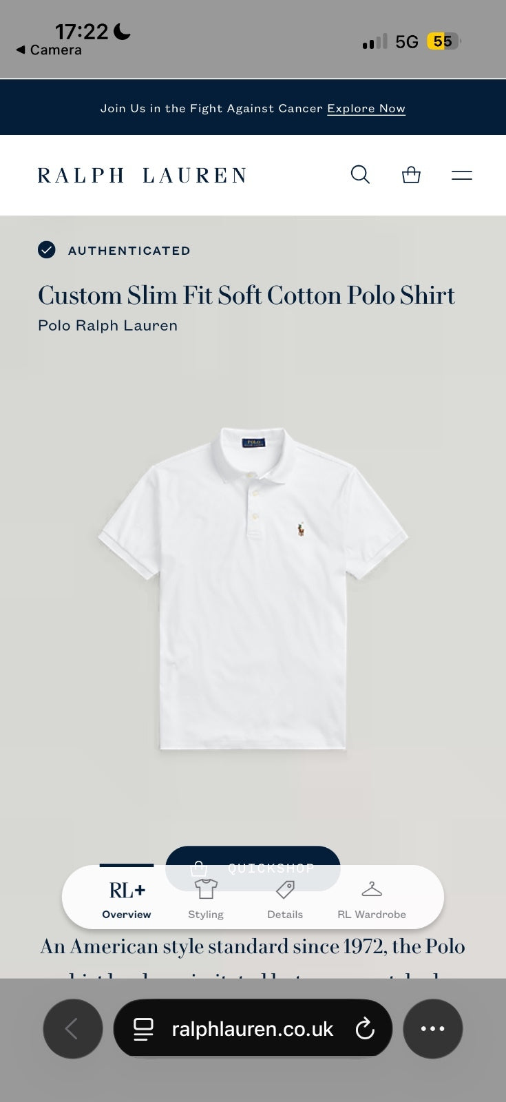 Ralph Lauren White Polo Shirt | Men’s Custom Slim Fit XL / 3862