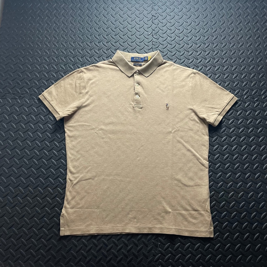 Ralph Lauren Beige Polo Shirt | Men’s Custom Slim Fit M / 3632