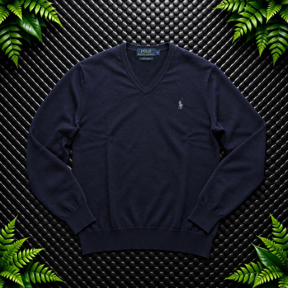 Ralph Lauren Navy V-Neck Jumper / Merino Wool | Men’s Classic Fit M / 3676