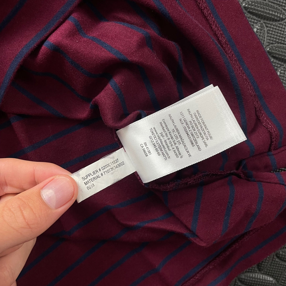 Ralph Lauren Burgundy Striped Polo Shirt | Men’s Custom Slim Fit M / 3716