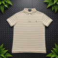 Ralph Lauren Beige Striped Polo Shirt | Men’s Custom Slim Fit S / 3651