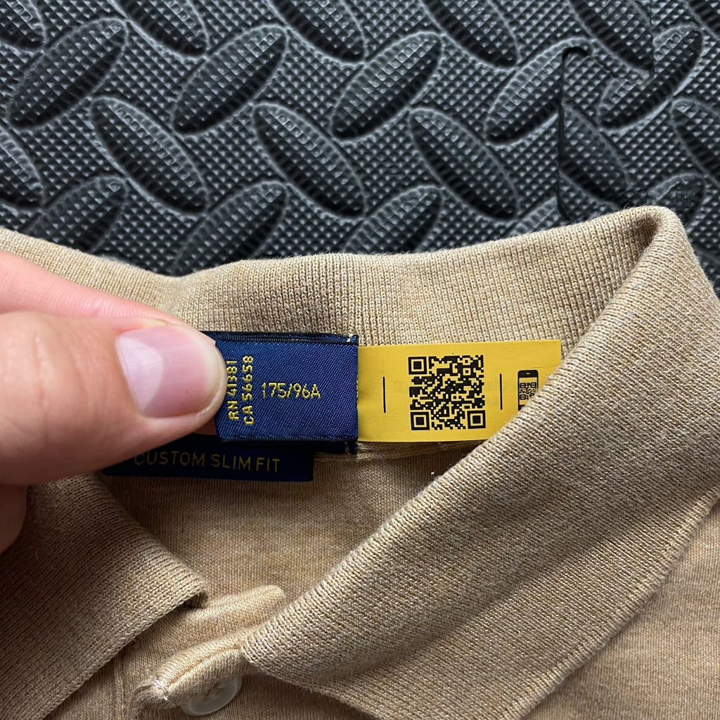 Ralph Lauren Beige Polo Shirt | Men’s Custom Slim Fit M / 3652