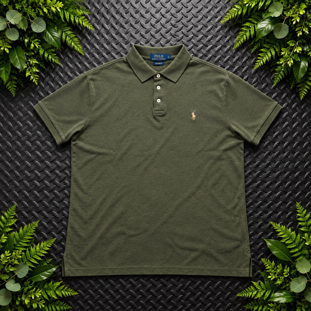Ralph Lauren Khaki Polo Shirt | Men’s Custom Slim Fit M / 3608