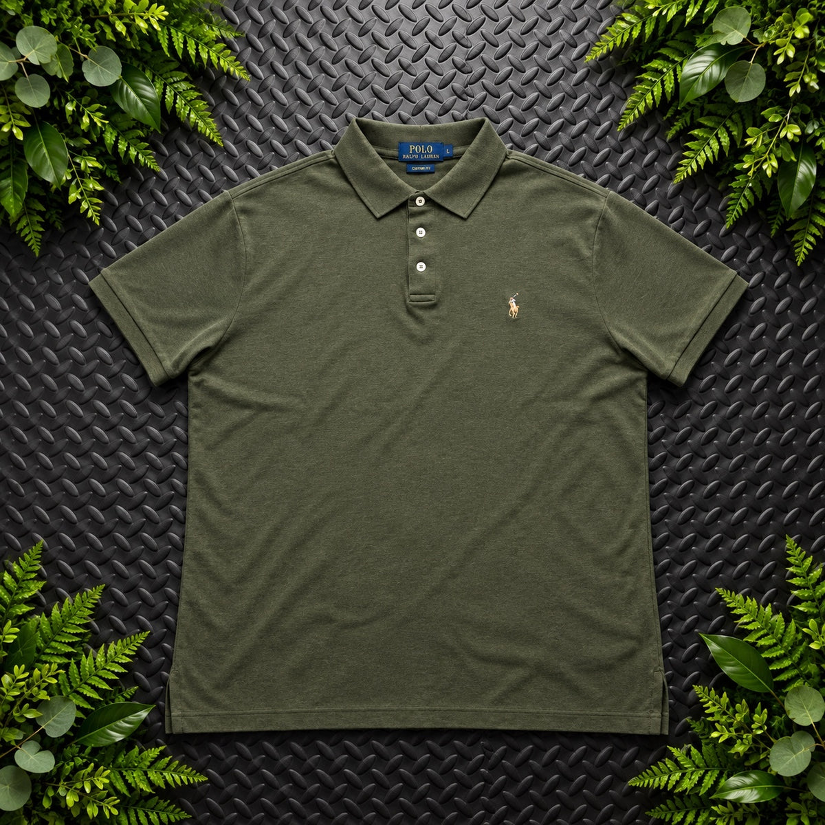 Ralph Lauren Khaki Polo Shirt | Men’s Custom Slim Fit M / 3608