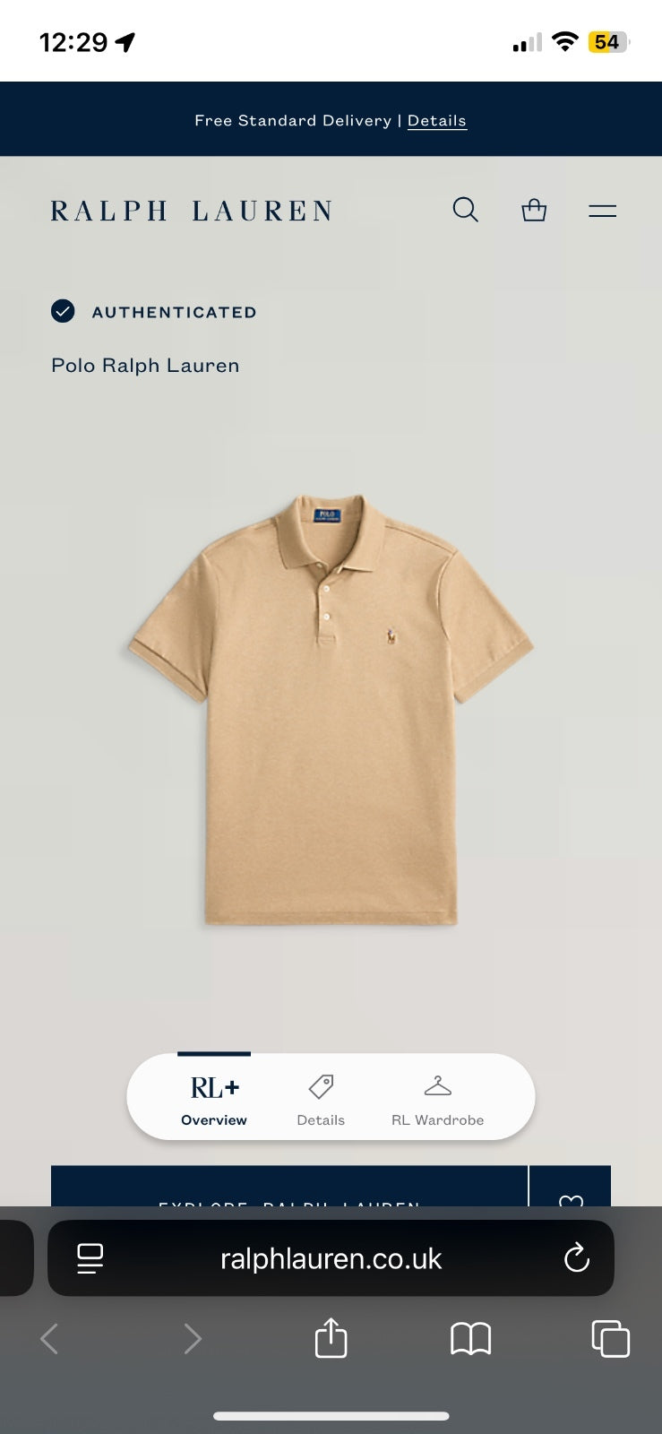 Ralph Lauren Beige Polo Shirt | Men’s Custom Slim Fit M / 3632