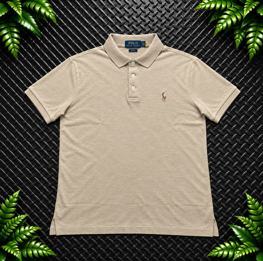Ralph Lauren Beige Polo Shirt | Men’s Custom Slim Fit XXL / 3700