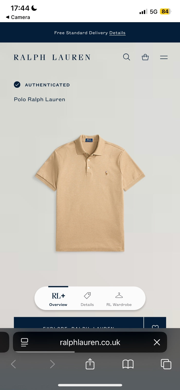 Ralph Lauren Beige Polo Shirt | Men’s Custom Slim Fit M / 3652
