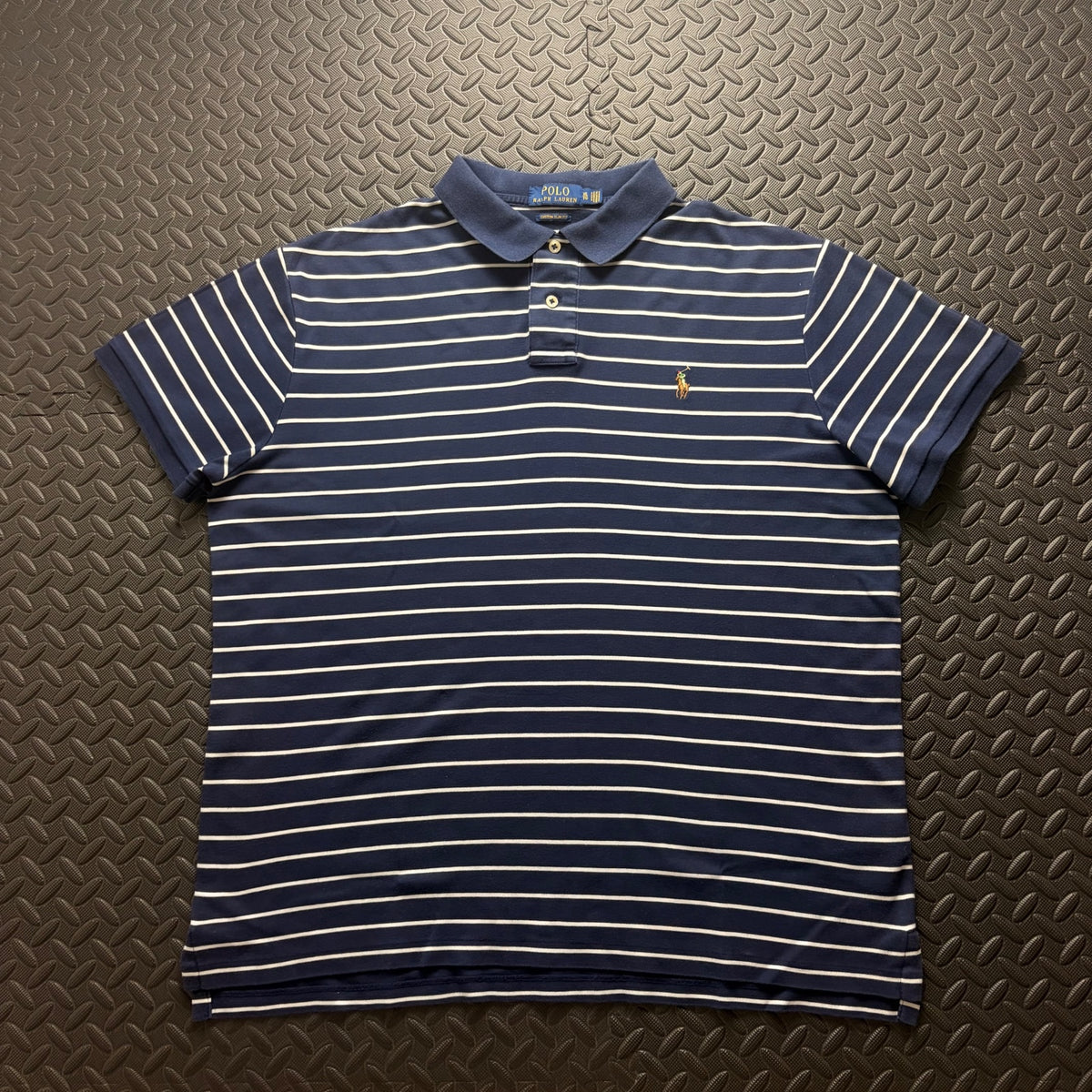 Ralph Lauren Navy Striped Polo Shirt | Men’s Custom Slim Fit XL / 3828