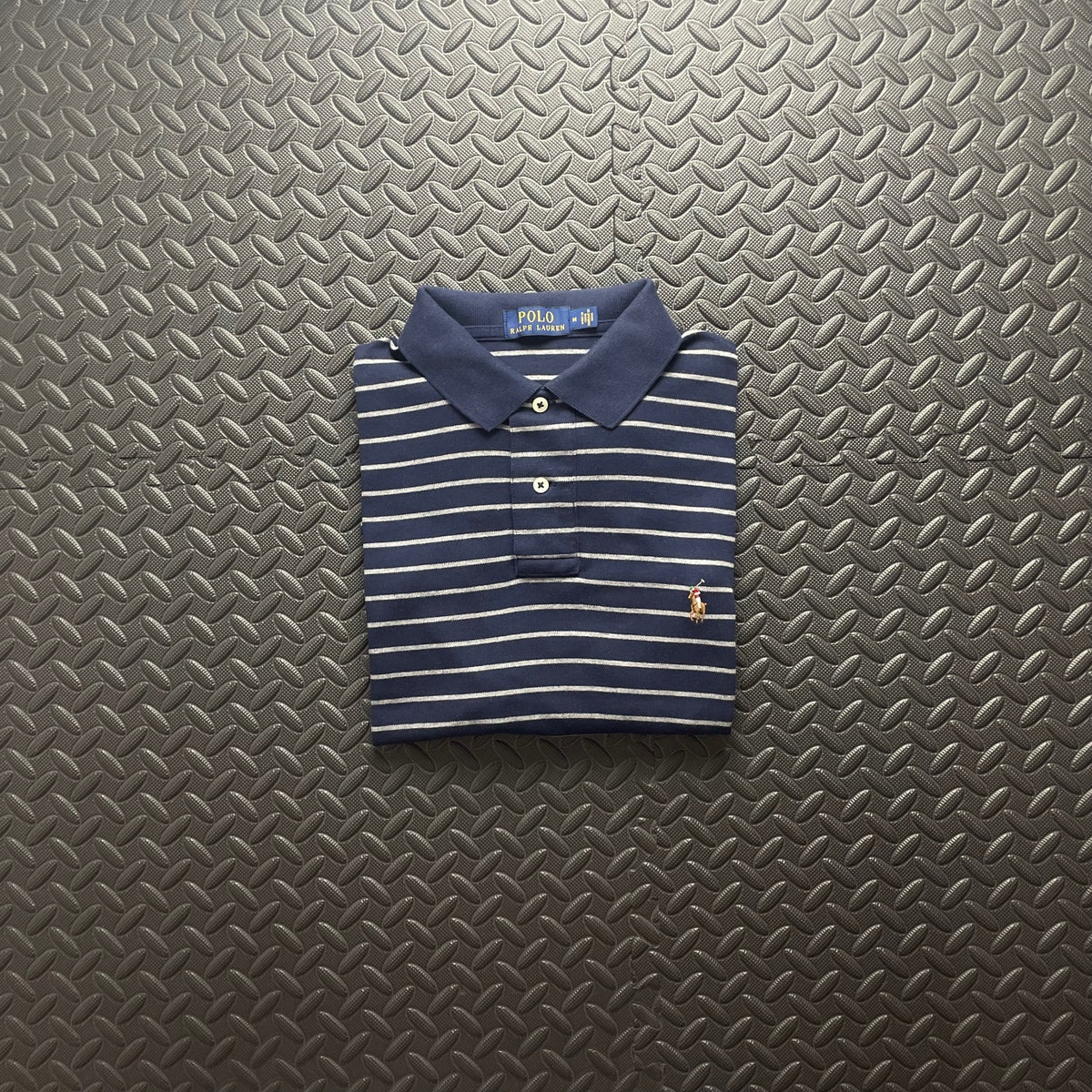 Ralph Lauren Navy Striped Polo Shirt | Men’s Classic Fit M / 3755