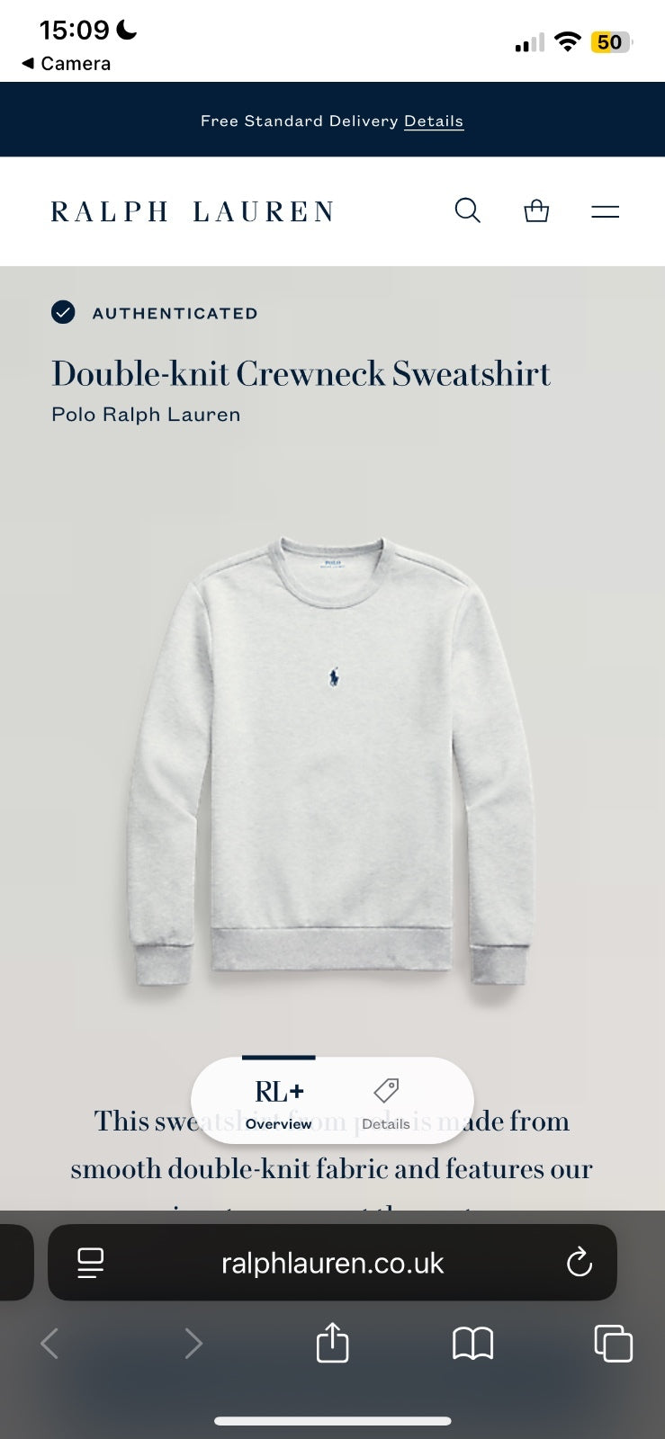 Ralph Lauren Grey Crewneck Sweatshirt | Men’s Classic Fit L / 3681