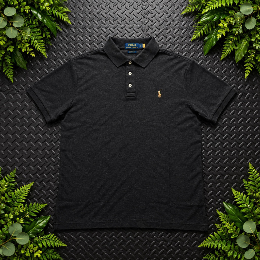 Ralph Lauren Charcoal Black Polo Shirt | Men’s Custom Slim Fit L / 3609