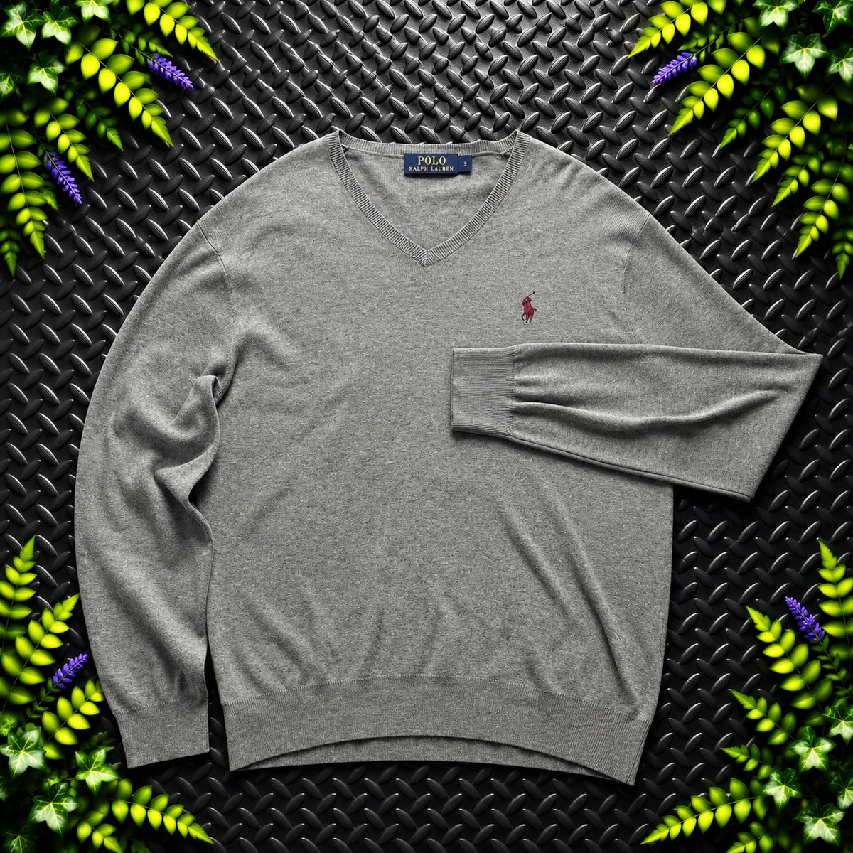 Ralph Lauren Grey V-Neck Jumper | Men’s Classic Fit S / 3783