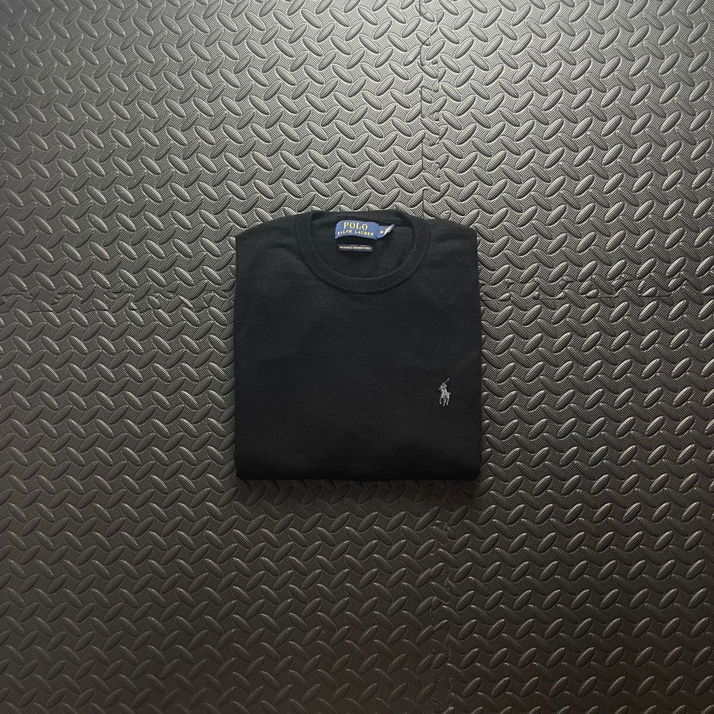 Ralph Lauren Black Crewneck Jumper / Merino Wool | Mens Classic Fit M / 3677