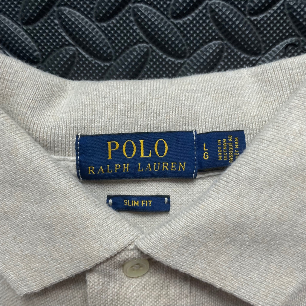 Ralph Lauren Beige Polo Shirt | Men’s Slim Fit L