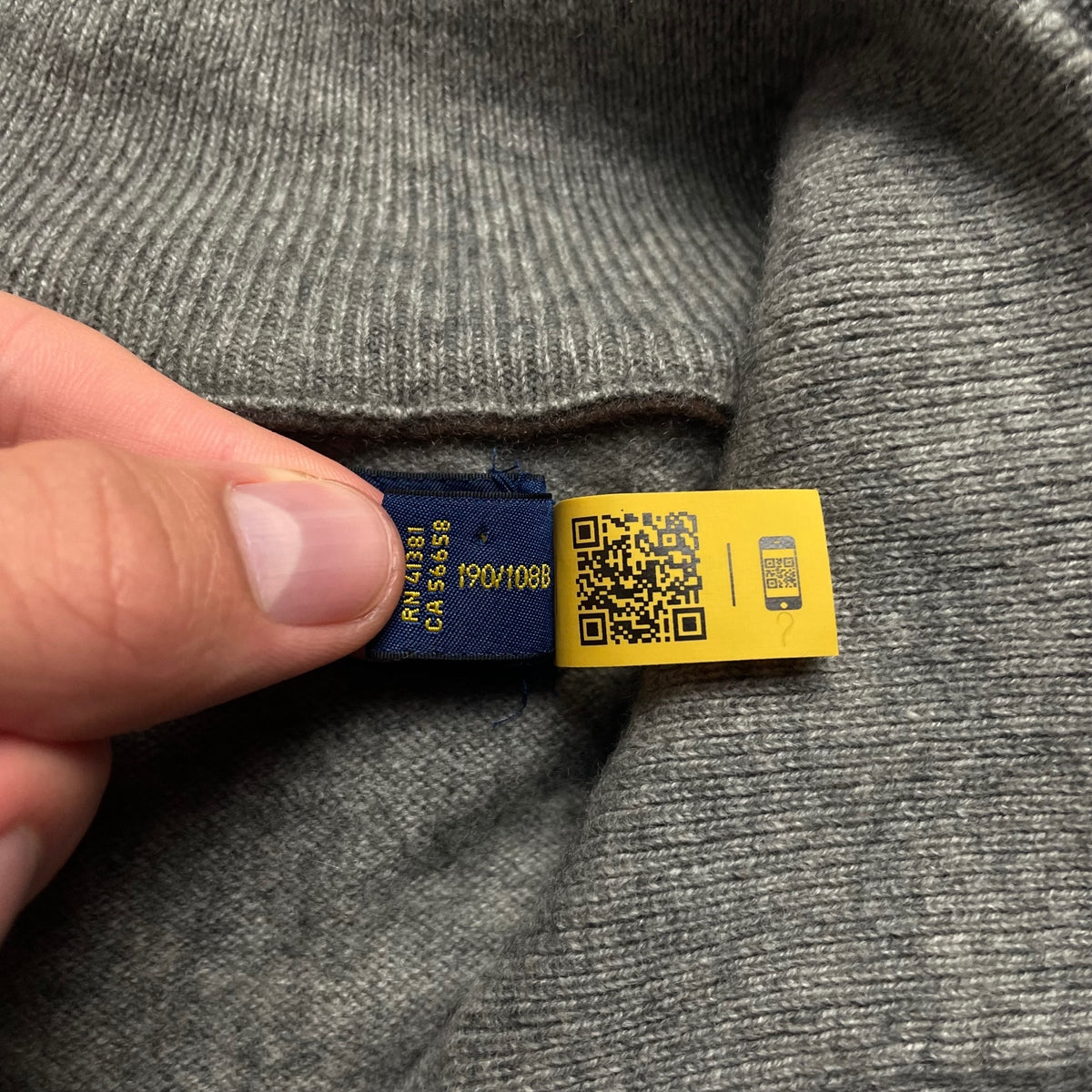 Ralph Lauren Grey Wool 1/4 Zip Jumper | Men’s XXL / 3790