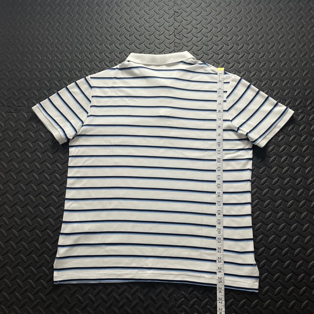 Ralph Lauren White Striped Polo Shirt | Men’s Custom Slim Fit L / 3759