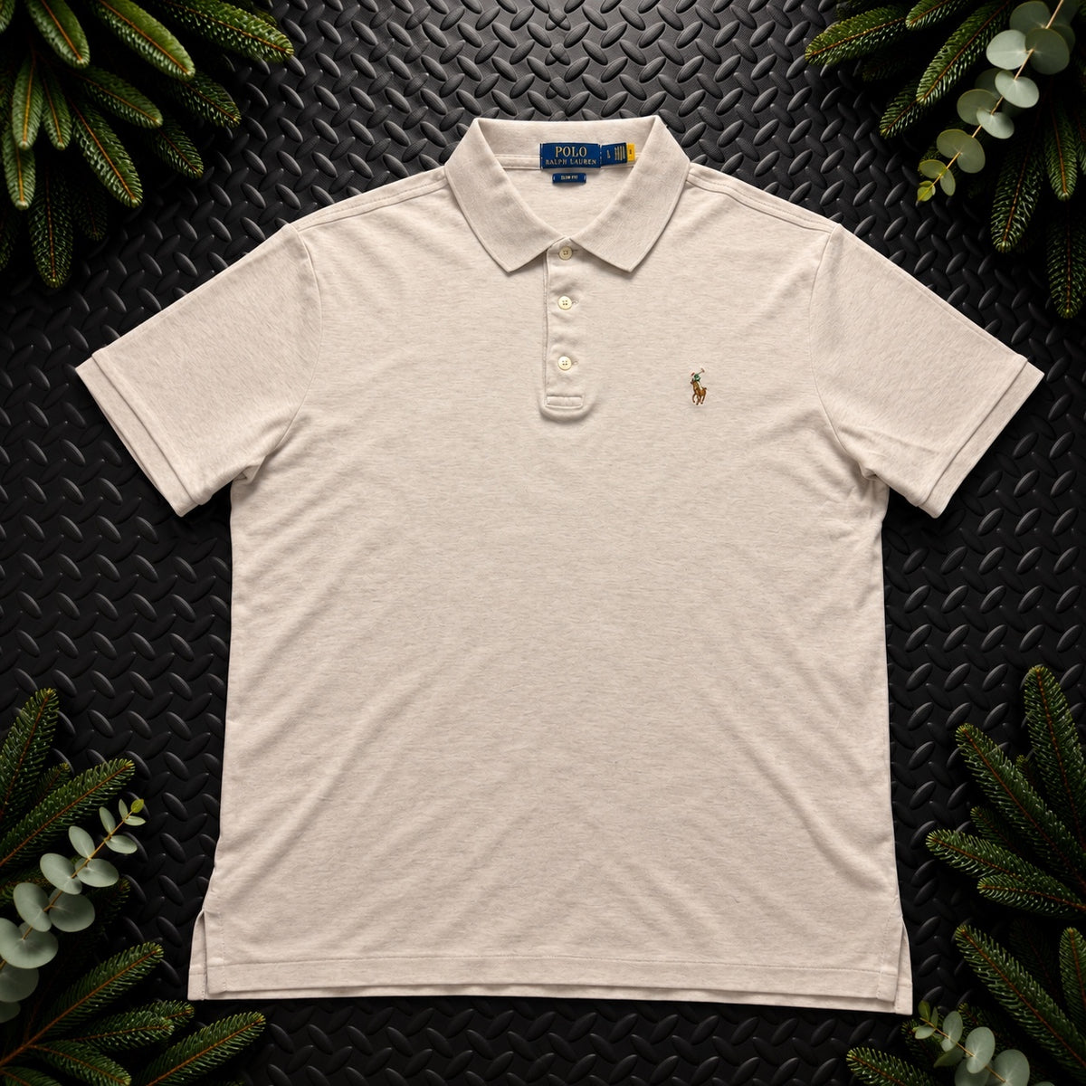 Ralph Lauren Cream Polo Shirt | Men’s Slim Fit L / 3872