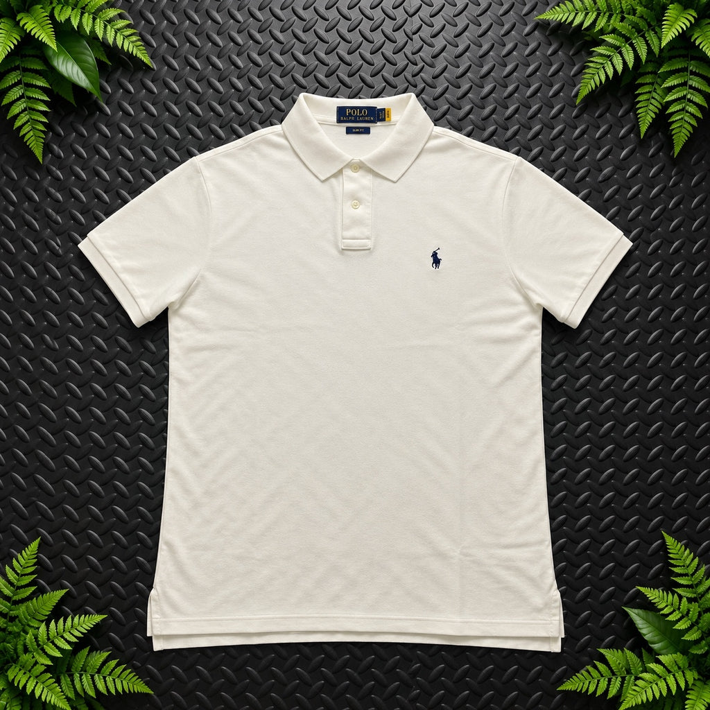Ralph Lauren White Polo Shirt | Men’s Slim Fit L / 3648