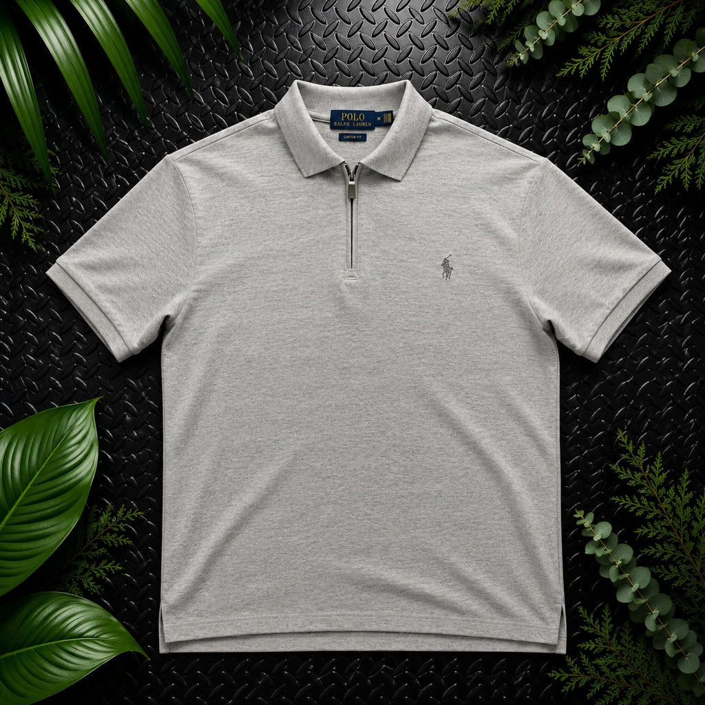 Ralph Lauren Grey 1/4 Zip Polo Shirt | Men’s Custom Slim Fit M / 3151