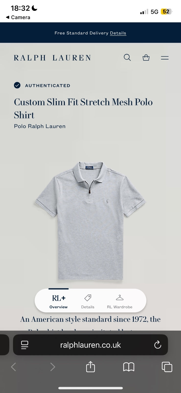 Ralph Lauren Grey 1/4 Zip Polo Shirt | Men’s Custom Slim Fit S / 3664