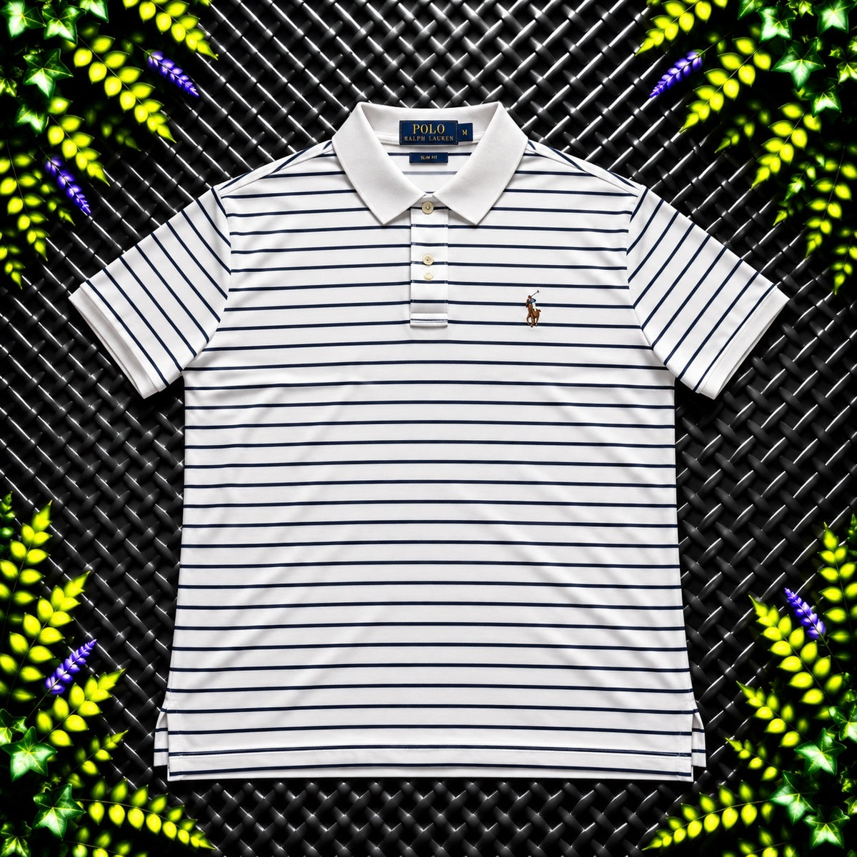 Ralph Lauren White Striped Polo Shirt | Men’s Custom Slim Fit XL / 3830