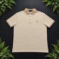 Ralph Lauren Beige Striped Polo Shirt | Men’s Classic Fit M / 3756