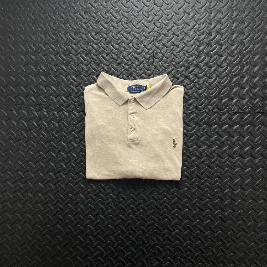Ralph Lauren Beige Polo Shirt | Men’s Custom Slim Fit XXL / 3700